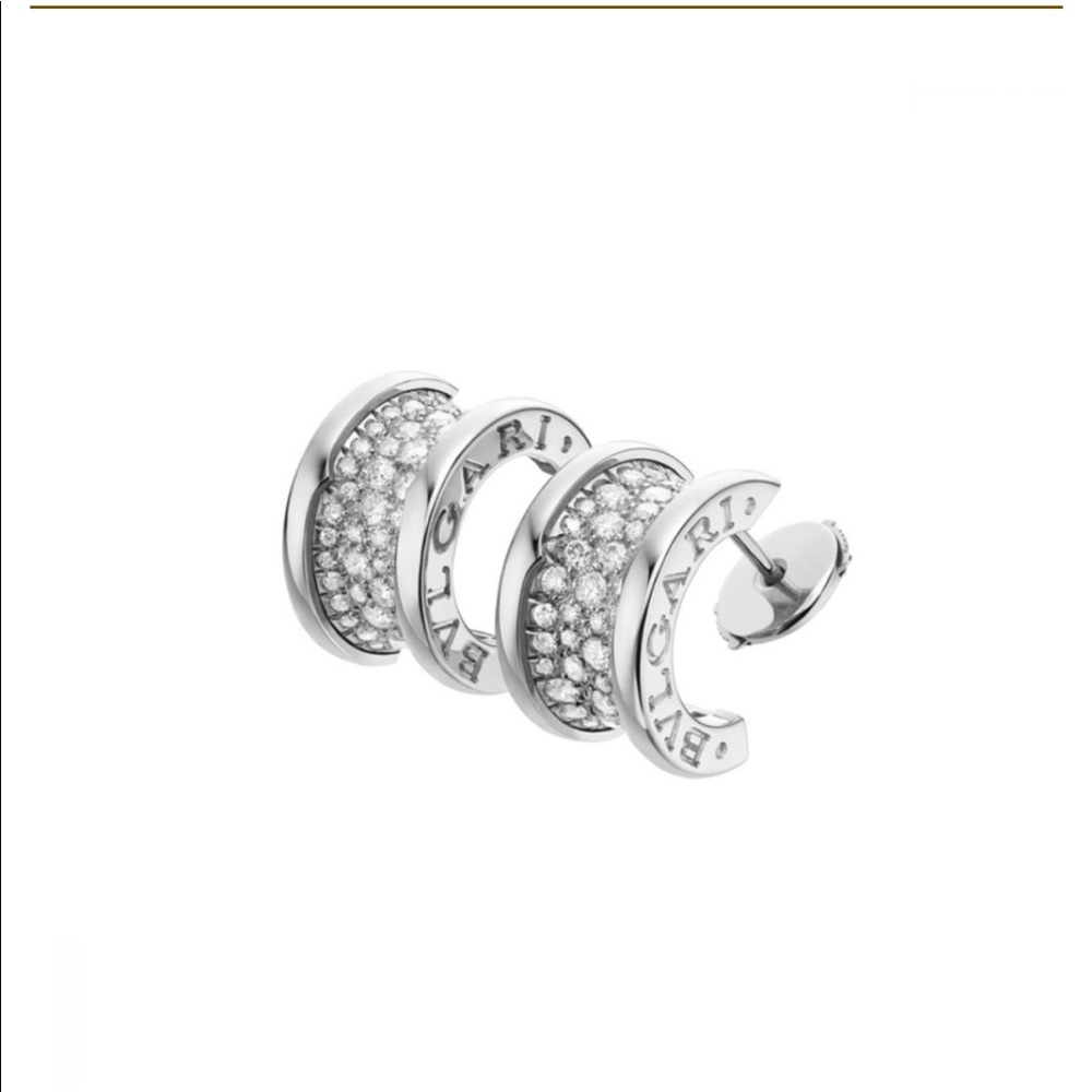 Bvlgari gorgeous diamond paved hoops new w box